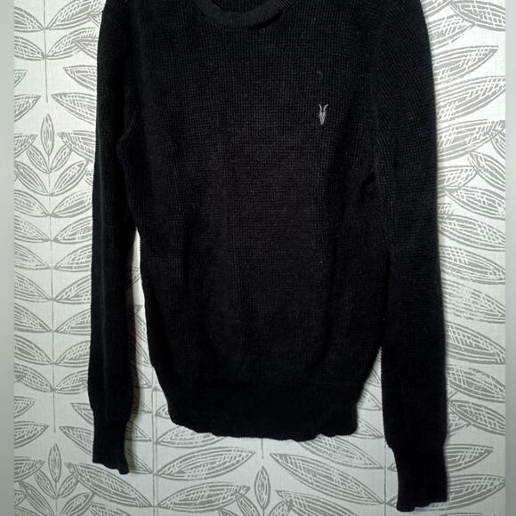 All Saints Rias Sweater Black Distressed Designer Street Edgy Academia Grunge - Picture 1 of 7